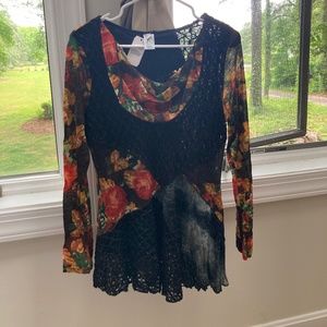 Top, Lacy  Unique pattern and material. Size /small  lightweight